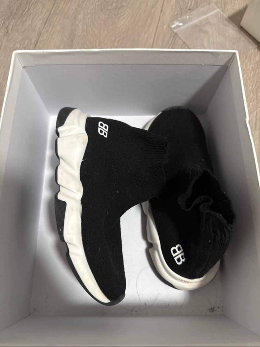 Balenciaga Kids Black & White Speed Trainer Sneakers